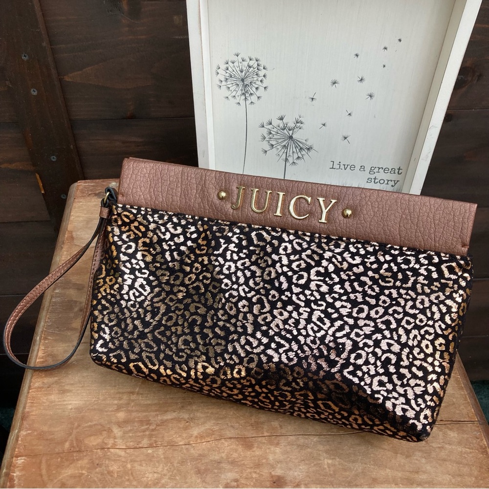 Juicy Couture Brown and Black Leopard Clutch